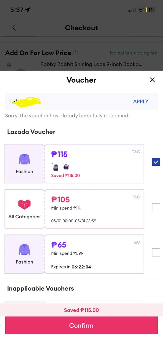 maelliezek's tweet photo. @LazadaPH Hala fully redeemed po yung voucher na sinend nyo huhu kindly check po please @LazadaPH pang checkout sana ng school supplies ng anak ko to https://t.co/487ivWdBel