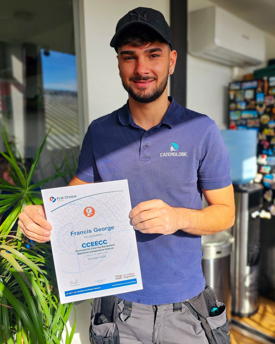 caterglobe's tweet photo. Frank joined with no catering experience. A few months later: F-Gas certified, CCEECC qualified. That is how it should work. #certifications #cateringequipment #commercialkitchen https://t.co/Jv6H0QUQB4