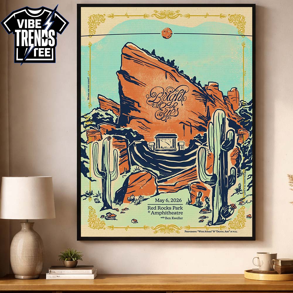 vibetrendstee's tweet photo. Bright Eyes is celebrating! 🎸✨ The 2026 Anniversary shows are coming to Red Rocks, Hollywood Bowl, and Forest Hills. Commemorate these legendary nights with our exclusive poster and apparel collection. Thread below! 👇

#BrightEyes #AnniversaryTour #IndieRock https://t.co/So9HFFLm69