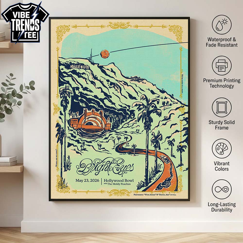 vibetrendstee's tweet photo. Bright Eyes is celebrating! 🎸✨ The 2026 Anniversary shows are coming to Red Rocks, Hollywood Bowl, and Forest Hills. Commemorate these legendary nights with our exclusive poster and apparel collection. Thread below! 👇

#BrightEyes #AnniversaryTour #IndieRock https://t.co/So9HFFLm69