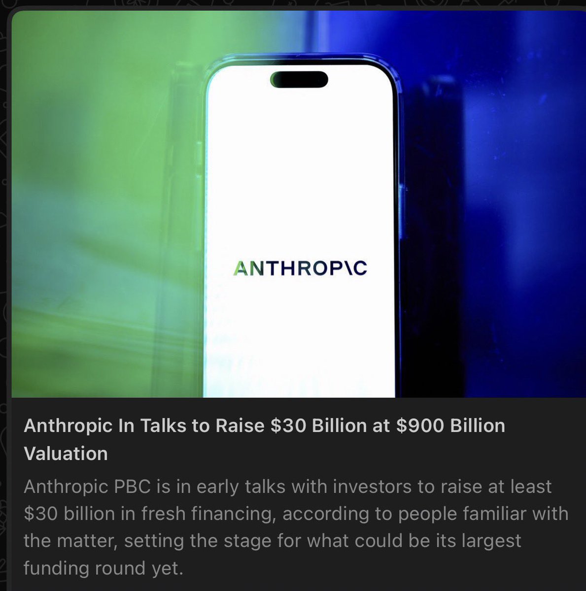 SuhailAhmad's tweet photo. Anthropic shys away from pushing a trillion dollar valuation. https://t.co/L2yoKRRDvs