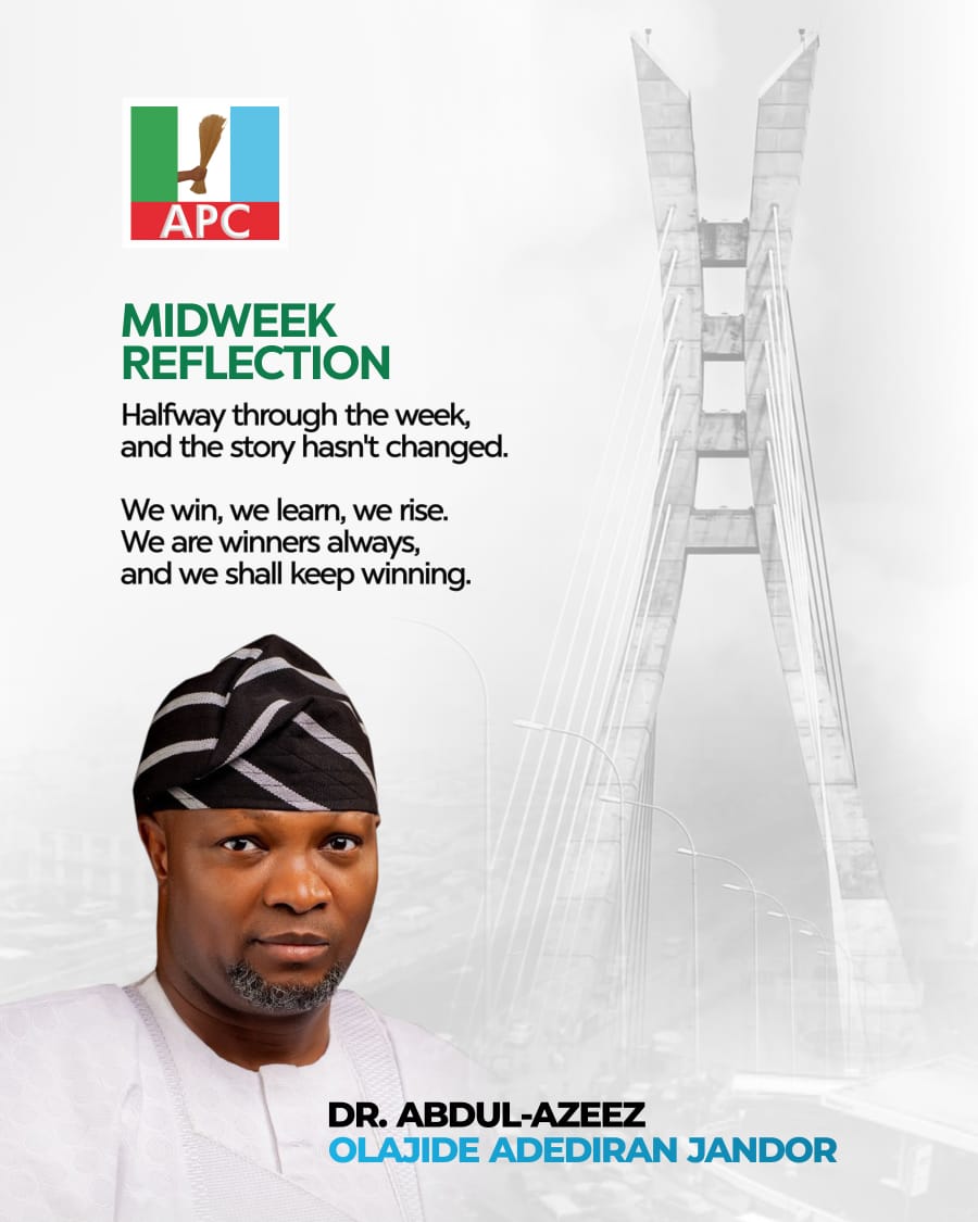 lagosforlagos's tweet photo. MIDWEEK REFLECTION
Halfway through the week,and the story hasn't changed. We win,we learn,we rise. We are winners always,and we shall keep winning.
#JANDORofLagos
#MidweekReflection
#WinningAttitude
#GrowthMindset
#WeRise
#Lagos4Lagos#ItIsTime
#LaFunkky https://t.co/SxIz2OsqLf
