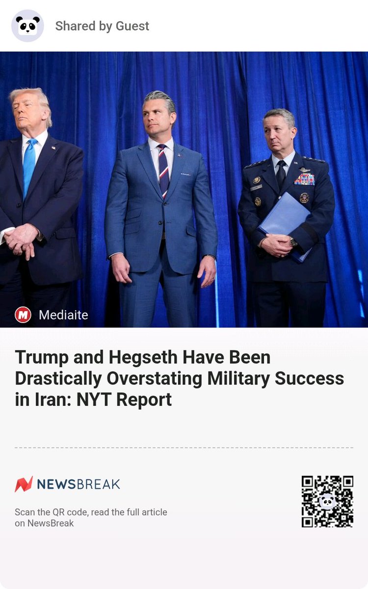 ALLREDToDoRoJo's tweet photo. Trump and Hegseth Have Been Drastically Overstating Military Success in Iran: NYT Report #Iran #NYT #DonaldTrump #DOD #Militaryintelligence
https://t.co/lKYGRKna9b https://t.co/ZeU61oeSfk