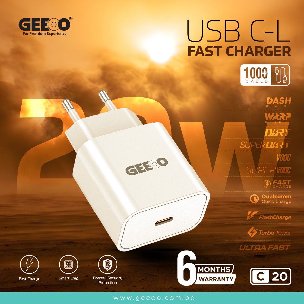 geeoo_official's tweet photo. 🚚 Delivery Charge ৳০ (সম্পূর্ণ বিনামূল্যে!)
⚡ GEEOO C20 Type-C to Lightning Fast Charger

→ DASH, WARP, VOOC, QC — সব ধরনের fast charge সাপোর্ট
→ ১ মিটার মজবুত কেবল — টানাটানিতেও ছিঁড়বে না

🔴 https://t.co/CZlg6TSAuk

#GEEOO #C20 #SmartCharger #FreeDelivery #BatteryHealth https://t.co/qKruvLM8GQ