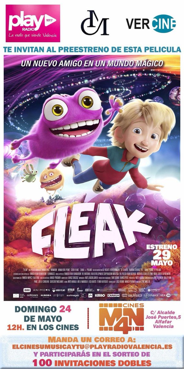 playradiovlc's tweet photo. 🤩 ¡ATENCIÓN, TENEMOS PREESTRENO!

🎞️ “FLEAK”, domingo 24 de mayo a las 12h en @CinesMN4 

🙋🏻‍♂️ @cinemusicaytu @Vercine1

Sigue las instrucciones y participa en el sorteo de 100 invitaciones dobles 🙌🏻

😉 Estreno el 29 de mayo 

¡SUERTE! 🍀 
@MN4CC 
#LaRadioQueSienteValencia https://t.co/vttznBeJcR