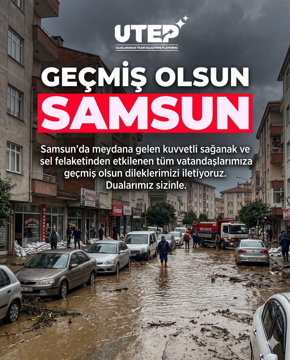 utepgm's tweet photo. Samsun’da meydana gelen kuvvetli sağanak ve ardından oluşan sel felaketi haberlerini derin bir üzüntüyle takip ediyoruz. Başta Havza ilçemiz olmak üzere selden etkilenen tüm vatandaşlarımıza geçmiş olsun dileklerimizi iletiyoruz. Can kaybı olmamasını temenni ediyor, yaraların en kısa sürede sarılmasını diliyoruz.

#Samsun #GeçmişOlsunSamsun #Sel #Havza #Haber #Dayanışma