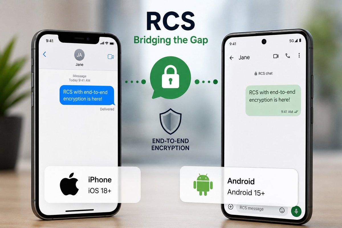 thinkchains's tweet photo. Apple + Google are finally fixing cross-platform texting.

Encrypted RCS messaging is bringing safer iPhone ↔ Android chats.

The green bubble debate just became a privacy upgrade.

#Apple #Google #RCS #Privacy #TechNews https://t.co/x34mqhzxhM