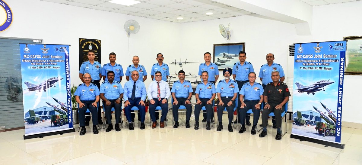 GuardianSky_IAF's tweet photo. On 11 May, 2026, #CAPSS in collaboration with the HQ Maintenance Command, IAF, successfully conducted a one-day Joint Aerospace Power Seminar at HQ MC, Nagpur. 

#IAF #Nagpur https://t.co/D9RrPTyoew