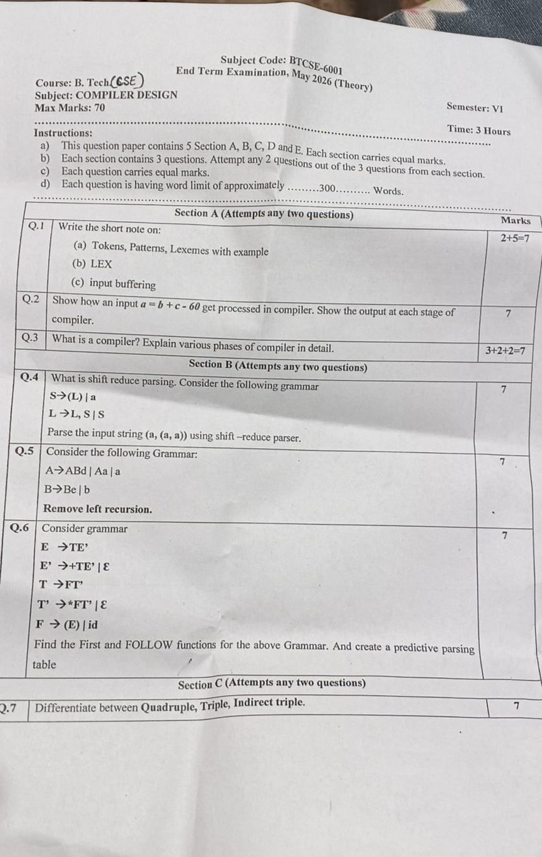 RahulSain714's tweet photo. Compiler Design endsem done ✅
The paper was surprisingly easy 😌
Now onto the next battle — DAA 💀📚
#BTech #EndSem #CompilerDesign #DAA #CSELife https://t.co/YZJeMcStxd