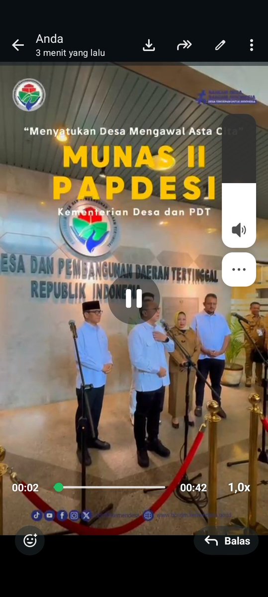 BevyYuni17's tweet photo. Munas II PAPDESI menjadi memperkuat persatuan desa dalam mewujudkan pembangunan yang maju, mandiri, dan berkelanjutan

@YandriSusanto
@ARizaPatria
@KemensetnegRI

#KementerianDesaPDT
#BPSDMKementerianDesaPDT
#PAPDESIMengawalAstaCita
#TPPMengawalAstaCita
#KerjaPendampingDesa https://t.co/8IeSDvWxFK