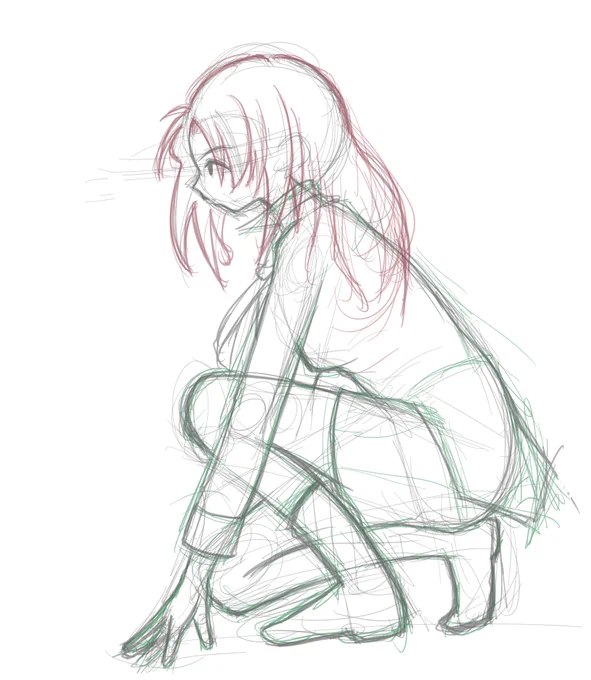 本日の下描きと線画 明日は休みだヒャッホー ╰(*'︶`*)╯ #一次創作 #イラスト