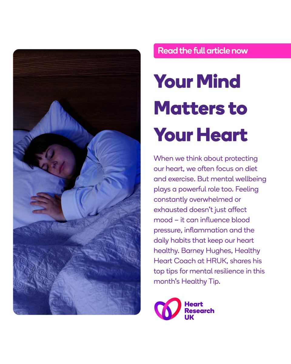 heartresearchuk's tweet photo. Learn more in May's #HealthyTip about the relationship between your mind and your heart, and how taking care of one can, in turn, take care of the other. 💜

https://t.co/kQsoFRPIL3

#HeartHealth #WeightLoss #HeartResearchUK https://t.co/oPYeHlmdwf