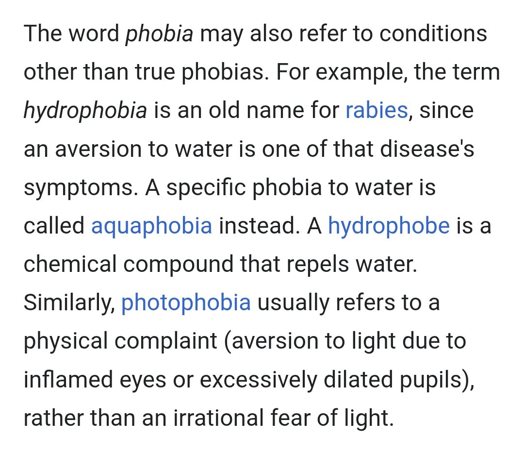 AdvikBarnwal's tweet photo. @SlyrakEldwurm @Jubilee4CHANGE Phobia means averse to. If a person is allergic to nuts, they are nutphobic or whatever. This meaning has existed since th 19th century. Left: Wikipedia, Right: Webster's dictionary.

Never mess about words with a history writer, even less with a historical fiction author. https://t.co/8GYyNxafxQ