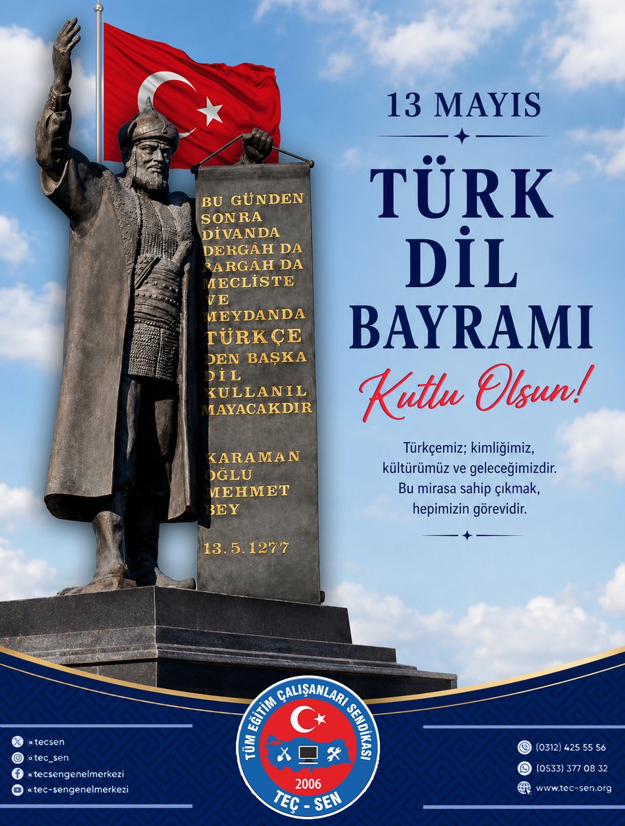 tecsen's tweet photo. 🇹🇷 Türkçe, Türk milletinin sadece kelimeleri değil, binlerce yıllık karakteri ve bağımsızlık yeminidir.

Orhun’dan bugüne taşınan bu ses; kimliğimizin kalesi, geleceğimizin ise en büyük güvencesidir.

Kendi diline sahip çıkamayanlar, kendi yarınlarını inşa edemezler.

Ses bayrağımız Türkçeye selam olsun, Türk Dil Bayramımız kutlu olsun !🇹🇷