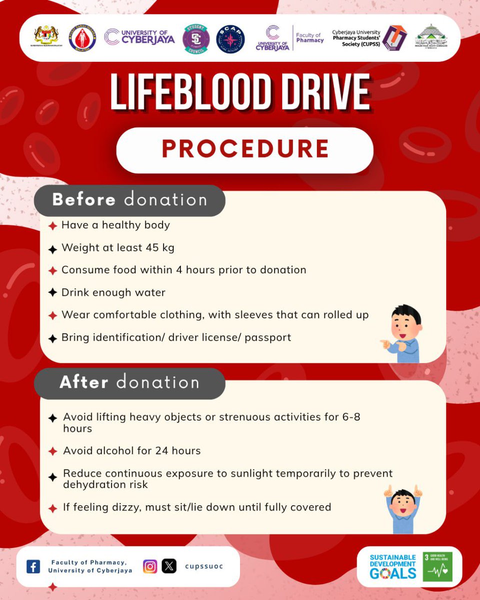 cupssuoc's tweet photo. [Lifeblood Drive: Procedure]

Salam and greetings, Pharmily!

🩸Join us to save someone’s live today not all heroes wear caps, sometimes they roll up their sleeves! https://t.co/B1ygX9qVo4
