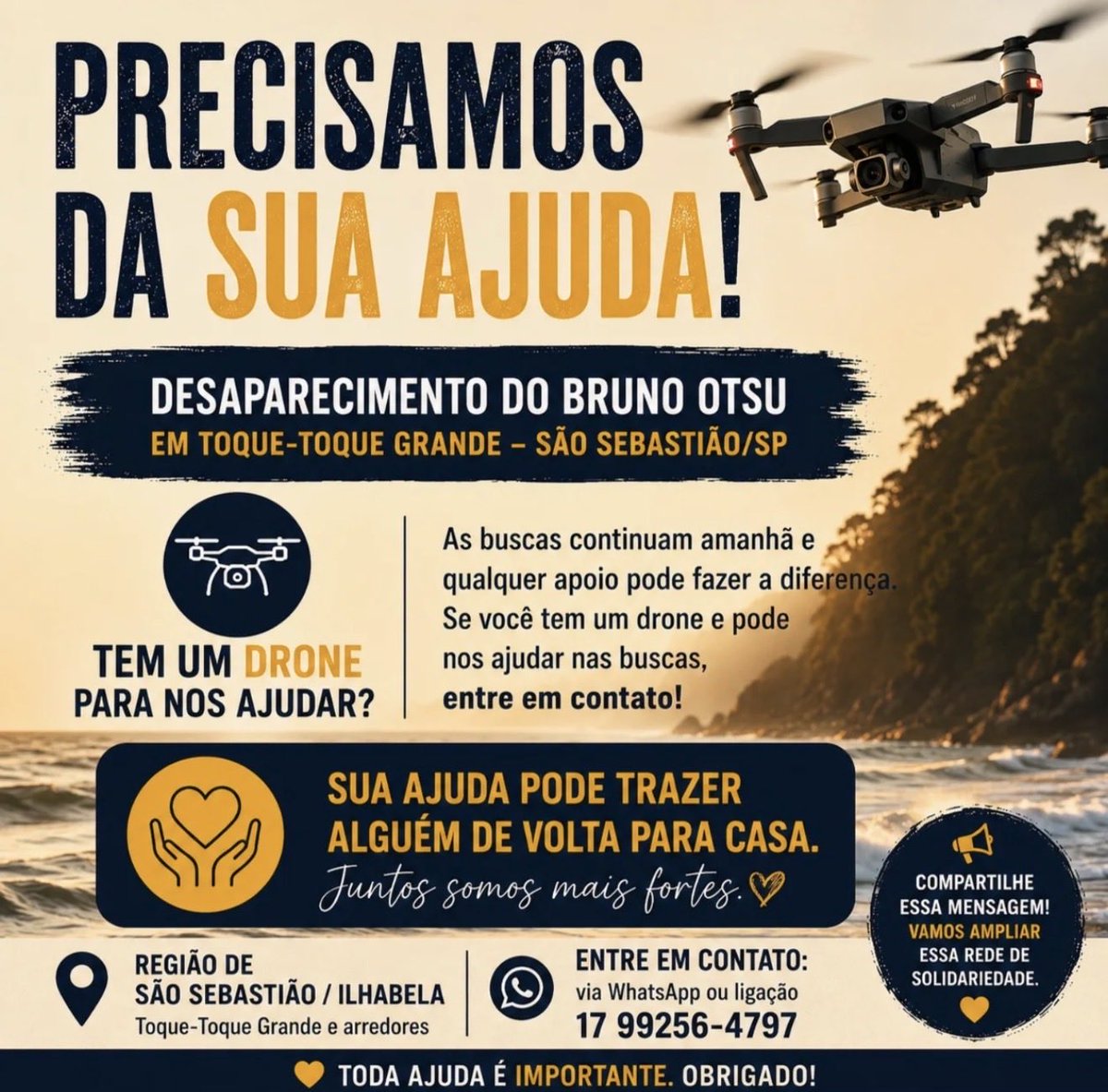 ddanicost4's tweet photo. Bruno Barreto Otsu, de 21 anos, da turma do Bacharelado da Universidade Estadual Paulista (UNESP) em São Vicente, está desaparecido desde segunda feira (11 ) após cair no mar para ajudar uma amiga na praia de Praia de Toque-Toque Grande, em São Sebastião. https://t.co/2C5INq95ta