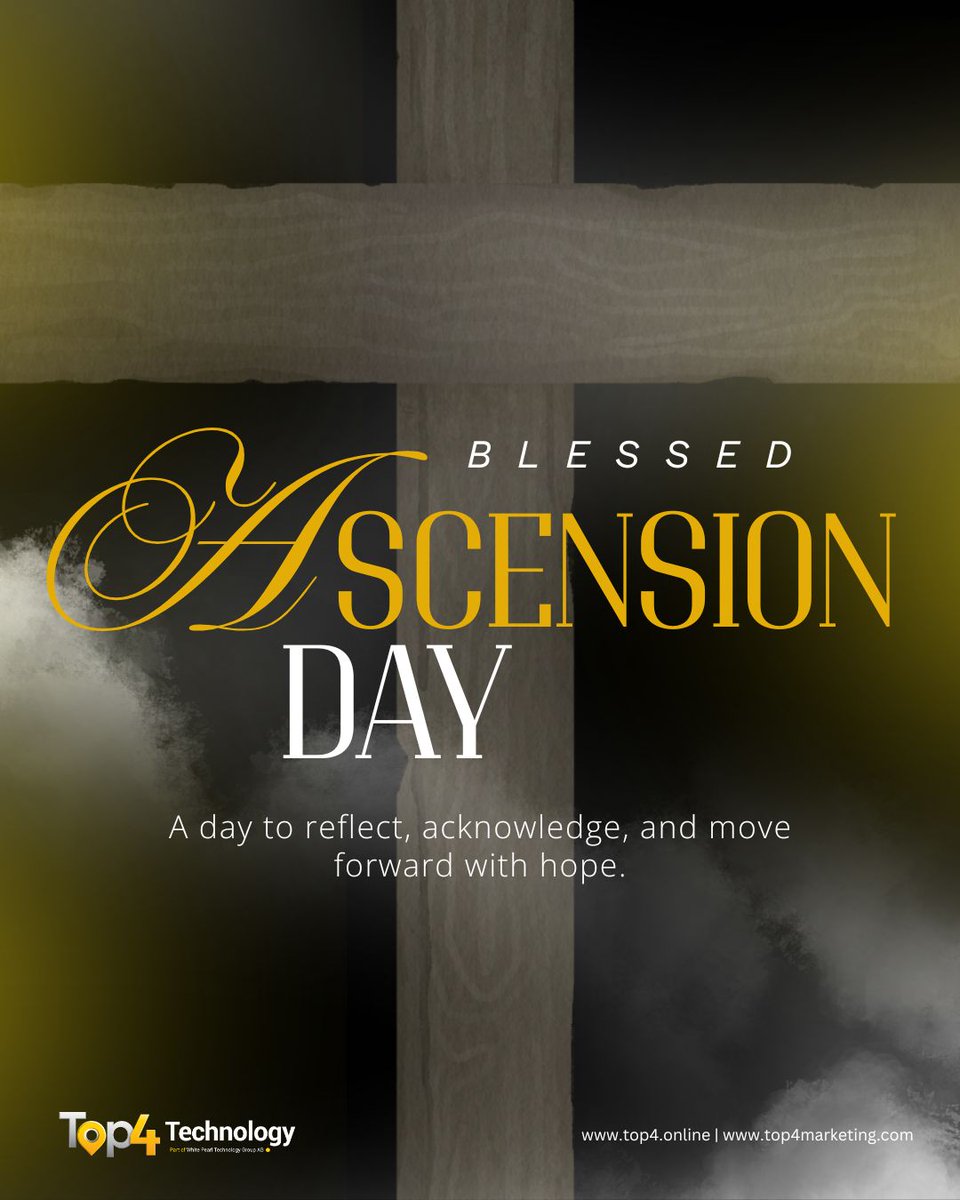 top4technology's tweet photo. Wishing you a blessed and peaceful Ascension Day. 🕊️

Today we celebrate the values of hope, dedication, and the limitless potential that comes from looking at the bigger picture.

May your day be filled with clarity, reflection, and inspiration.

#AscensionDay #Top4Technology https://t.co/d04zRc7KVU
