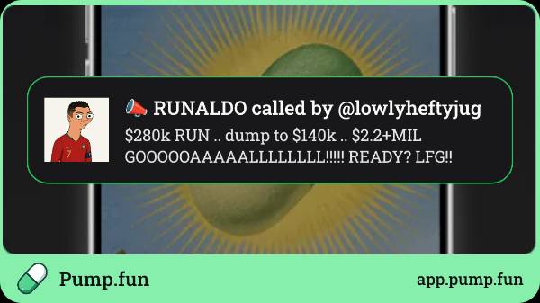 TyDon22's tweet photo. Just called out Crustiano Runaldo at $20.47K mcap. My recent call hit 4x! Follow me on https://t.co/Fi6rmF8OjZ app to get instant alerts: https://t.co/9QcDVT2yHD https://t.co/pCAbeIkXlv