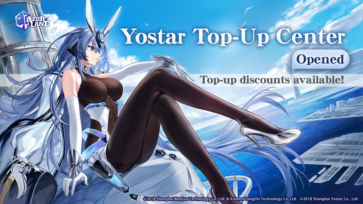 AzurLane_EN's tweet photo. Dear Commander,

The Yostar Top-Up Center is now available!

Get special discounts on your purchases through the Top-Up Center:
https://t.co/UrMbZgMBO8

If you have any questions, please check the FAQ:
https://t.co/qdMkMLErGm

#AzurLane #Yostar https://t.co/DB9E1td2e3