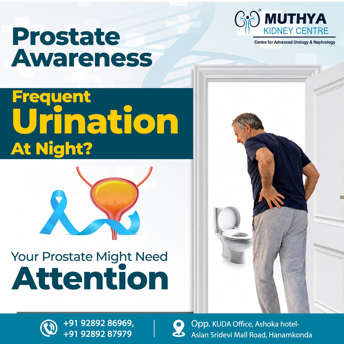CenterMuthya's tweet photo. Frequent urination can sometimes be a sign of prostate-related problems.Early awareness and timely medical care can help prevent complications.Consult the experts at Muthya Kidney Centre for proper evaluation and care.
#MuthyaKidneyCentre #ProstateAwareness #MensHealth https://t.co/YnAQE4BuOE