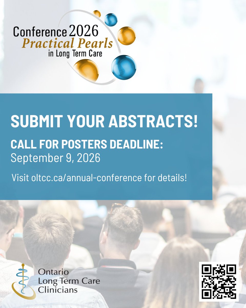 OnLTCC's tweet photo. Do you have research to share with Ontario's Long Term Care Clinicians? The call for posters for #OLTCC2026 is officially OPEN! For all the details about how to submit, visit https://t.co/SaHayc40ix https://t.co/UO5SWkoi9r