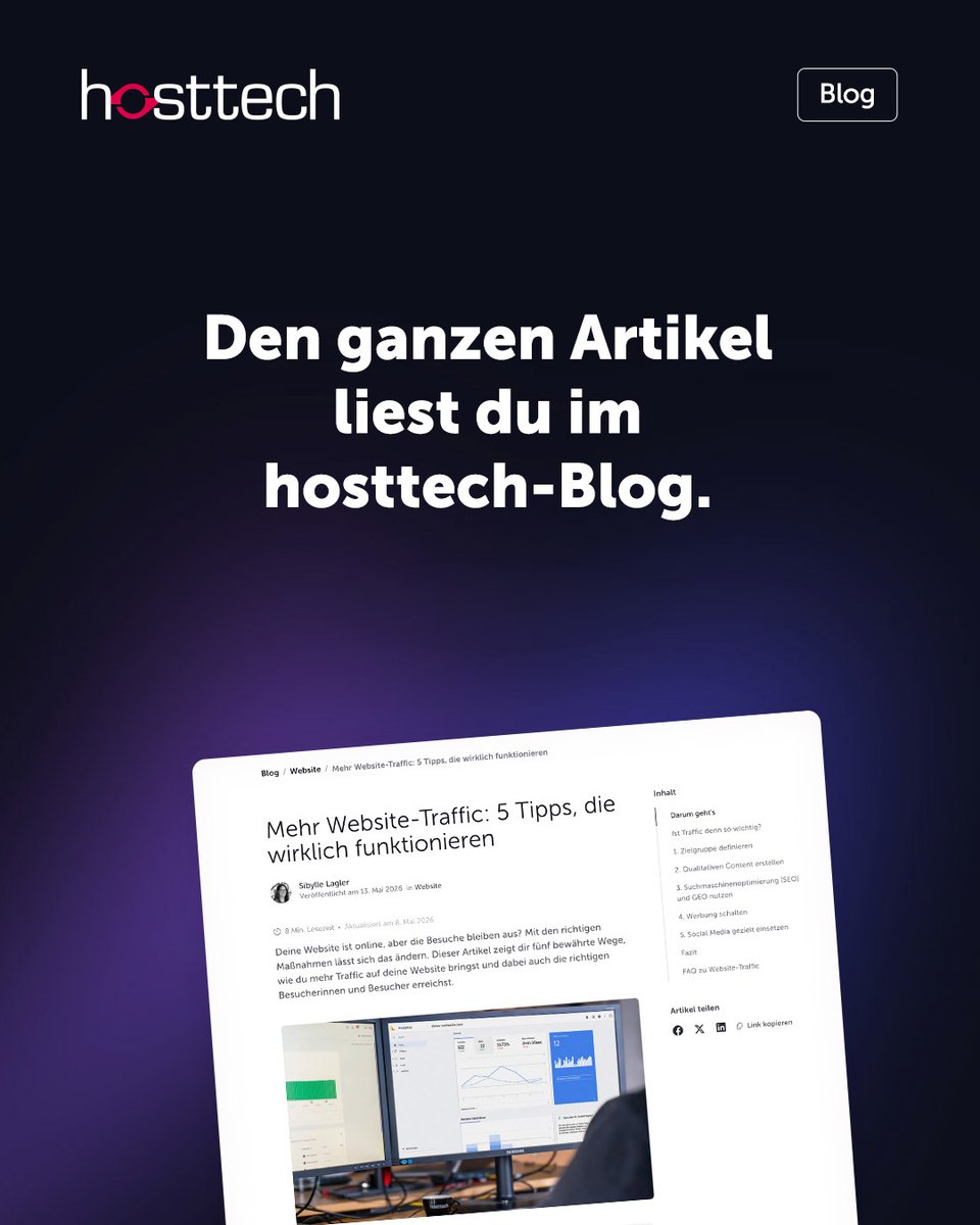 hosttech_ISP's tweet photo. Website online, aber kaum Besucher? Diese 5 Massnahmen ändern das. 

Mehr ist ausführlich erklärt im Blog auf https://t.co/J46XygDc7f

#websitetraffic #SEOtipps #onlinemarketing #webhosting #hosttech https://t.co/yuIP37OA8n