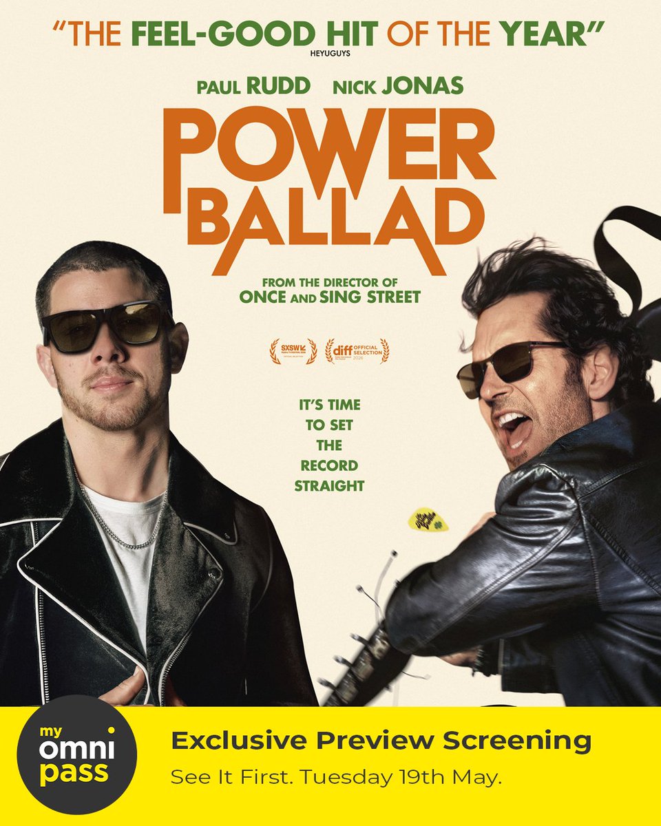 OmniplexUK's tweet photo. Tickets for our Members Only Preview of Power Ballad are on sale now!
#SeeItFirst in Omniplex Cinemas on Tuesday 19th May exclusively for MyOmniPass members.
Book tickets now, online or via the app ๐ซ https://t.co/ymmqXBXnuZ