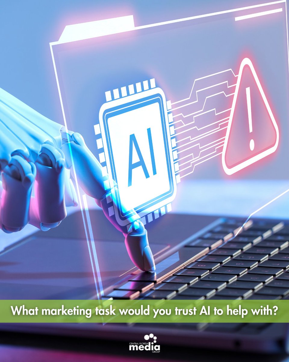 CFLMediaGroup's tweet photo. AI is a powerful tool, but it works best when paired with human insight. The strongest marketing campaigns come from understanding your audience and creating authentic connections.

What marketing task would you trust AI to help with? https://t.co/SrEx5fUKsX