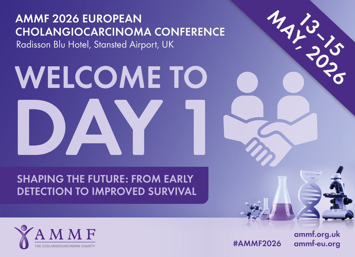 CharityAMMF's tweet photo. Welcome to Day 1 of #AMMF’s European CCA Conference 2026! 

Watch on demand day 1 of our patient and carers sessions tomorrow: https://t.co/1wTMx0jLOJ 

#AMMF2026 #cholangiocarcinoma #LiverCancer #bileductcancer #CCA https://t.co/MsamIMIcOP