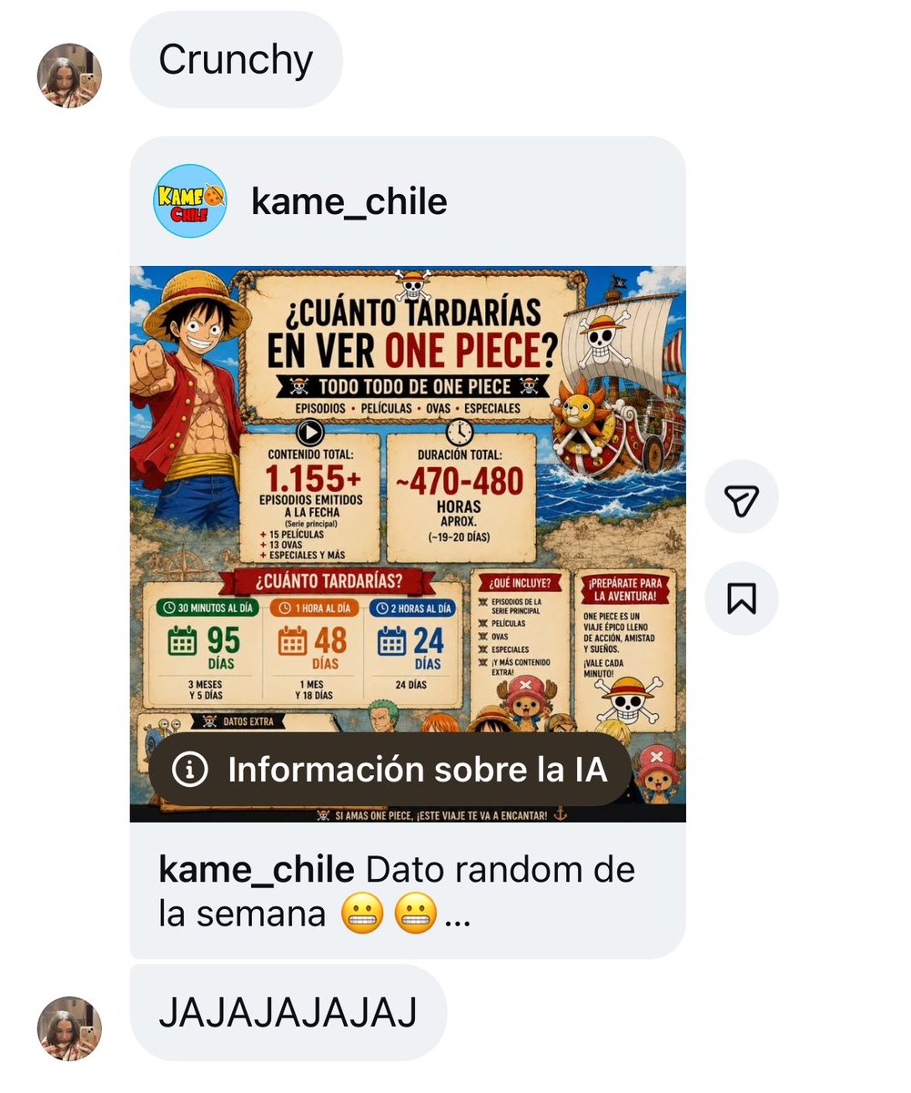 claudiadml's tweet photo. buena forma para convencerme de verme one piece 💀 https://t.co/skJ3SPeUBw