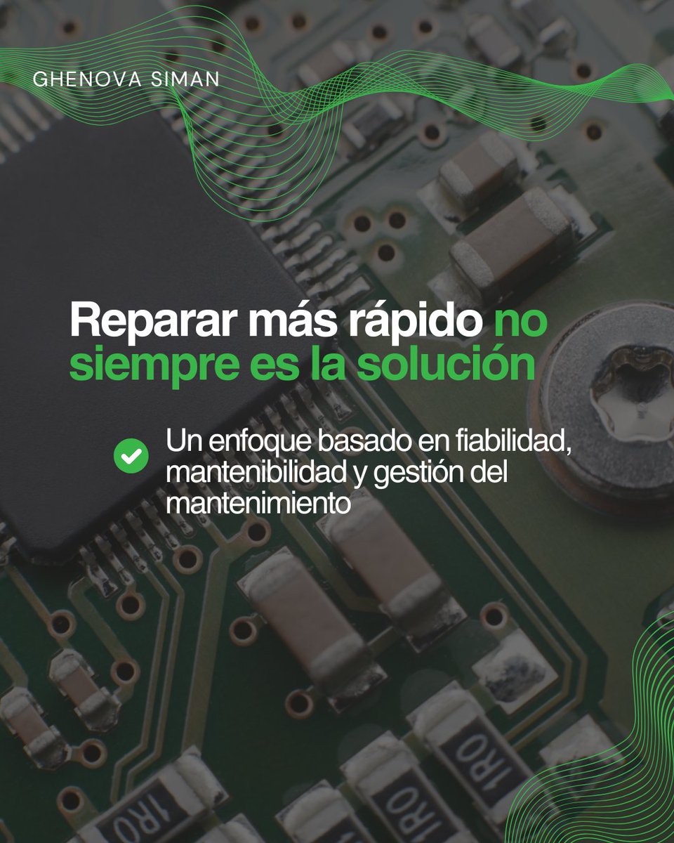 GHENOVASiman's tweet photo. La fiabilidad, la logística de repuestos y la planificación del mantenimiento son los factores que determinan la disponibilidad real de un sistema.
En Ghenova SIMAN aplicamos modelos de fiabilidad y gestión de mantenimiento orientados a maximizar la disponibilidad. https://t.co/ar2F2L4Umw