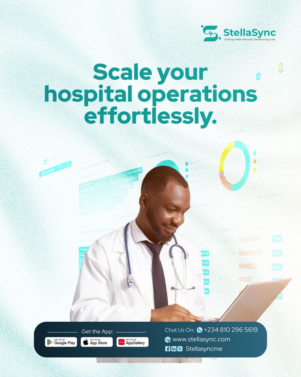 stellasyncme's tweet photo. StellaSync keeps your hospital operations running smoothly.

From patient check-in to billing and reporting, manage everything with less stress.

#StellaSync #StellaSyncEMR #EMR #Healthcare #HealthTech #HospitalManagement https://t.co/mpMr1sq4kb