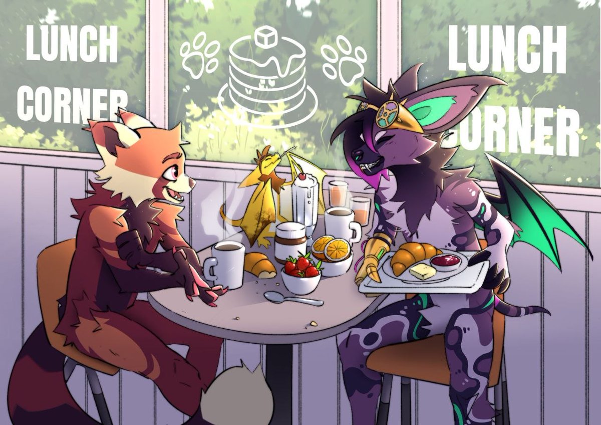 FluffEvent's tweet photo. Envie de partager un repas avec nos mascottes Pandoux, Mytikas et Squeaky ? ✨

Illustration par @WisedRaccoon et utilisé lors du Fluff Event IRL ❤️ https://t.co/C8l1QFEWdX