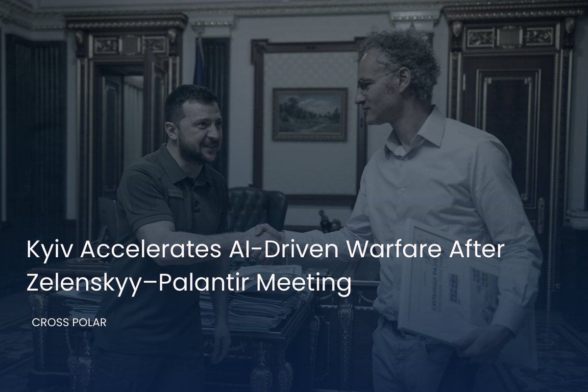 cross_polar's tweet photo. Ukrainian President Volodymyr Zelenskyy has met Palantir CEO Alex Karp in Kyiv as Ukraine rapidly expands AI integration across the battlefield.

Ukrainian officials say more than 80 AI models are now being trained using real combat data to support drone detection, battlefield analysis, intelligence processing, and strike coordination.

Kyiv described the shift as the growing role of the “mathematics of warfare”where algorithms, data fusion, and machine-speed targeting increasingly shape combat outcomes.