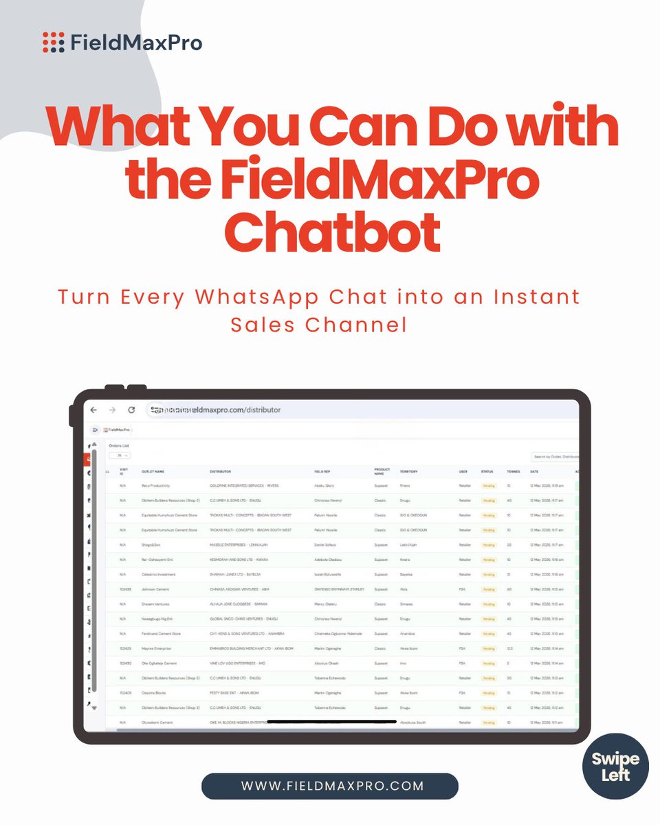 FieldMaxPro_'s tweet photo. Our customers don’t need to wait for a sales rep anymore. With the FieldMaxPro WhatsApp Chatbot, every chat becomes an instant sales opportunity. Customers can get answers, check product details and place orders directly right inside WhatsApp.
No delays. No back-and-forth. https://t.co/PRTNYynb6S