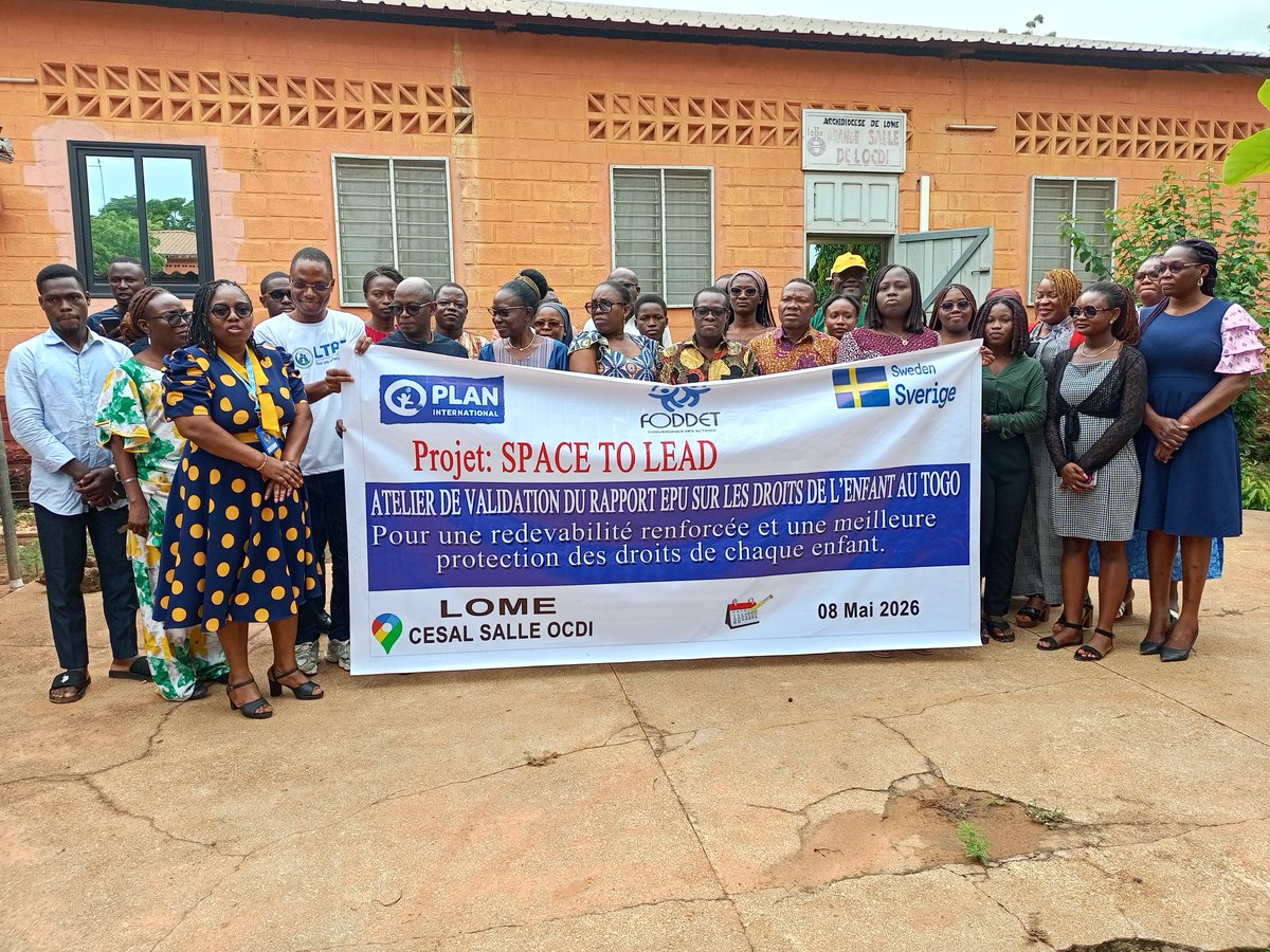 PlanIntTogo's tweet photo. À Lomé, 35 acteur·rice·s de la société civile ont contribué à la validation du rapport alternatif sur les droits de l’enfant au #Togo dans le cadre de l’#EPU.
Un engagement fort pour faire avancer les droits des enfants et porter leurs réalités.
#SpaceToLead https://t.co/k7YR9JJFgT