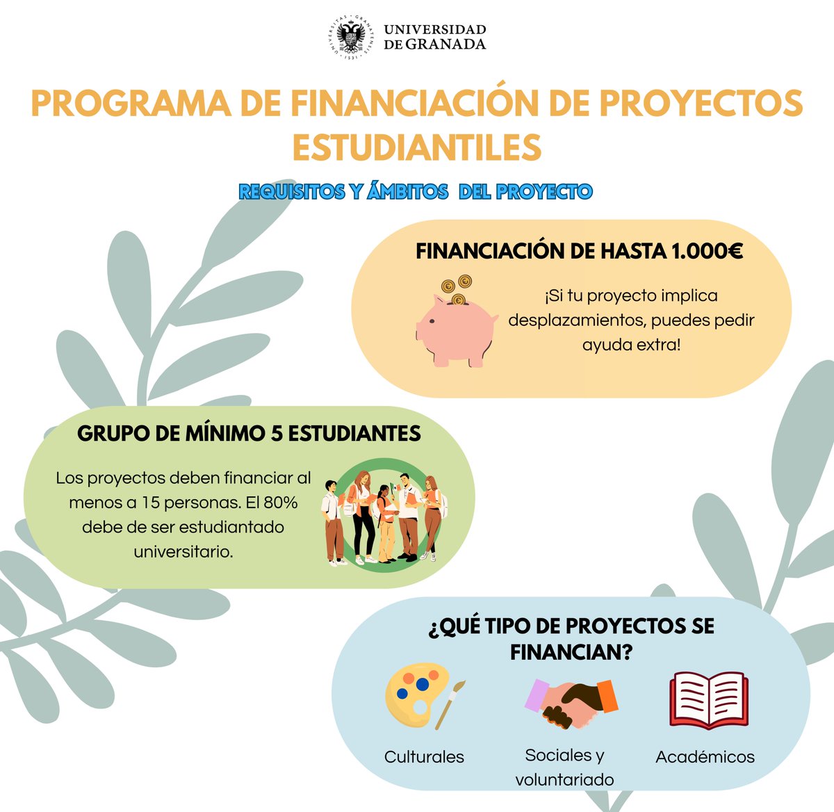 VeUGR's tweet photo. 💶⭐️Comienza el Programa de Financiación de Proyectos Estudiantiles, donde las ideas de los estudiantes no solo brillan, ¡sino que reciben financiación!
#ugr #programadefinanciacióndeproyectosestudiantiles #veugr #vicerrectoradodeestudiantesyvidauniversitaria #vidauniversitaria https://t.co/UxPJs0g48D