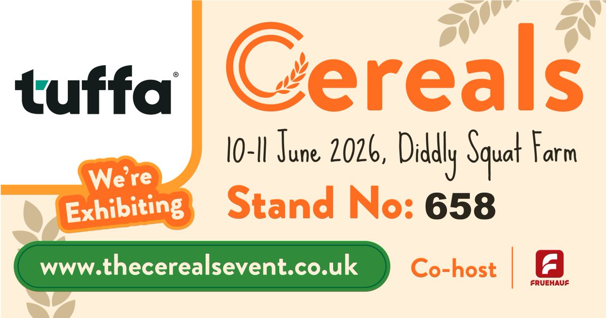 TuffaTanks's tweet photo. We’re going to Diddly Squat! 🚜 Join Tuffa Tanks at @cerealsevent on 10-11 June.

📍 Find us at Stand 658 (near the farm shop!) to see:
✅ Our massive 20,000L water tank
✅ 15,000L &amp; 2,500L diesel tanks

See you there! 👋 #Cereals2026 #TuffaTanks #CerealsatDiddlySquat https://t.co/sgLHcxzv74