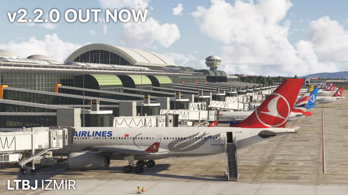MMSimulations's tweet photo. 🚨 LTBJ Izmir v2.2.0 is now live! 🇹🇷✨

The new update is currently available on all platforms except the MSFS Marketplace — and it’ll be arriving there soon as well 👀

This update mainly focuses on terminal optimization and performance improvements to provide a much smoother experience, especially during approaches and around the terminal area.

Thank you all for the feedback, patience, and support 💙