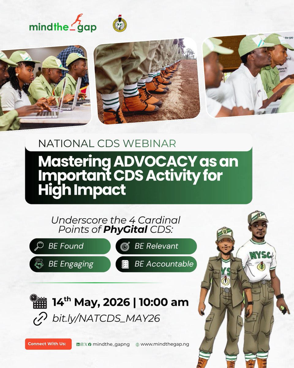 MindThe_GapNG's tweet photo. A lot of CDS groups are active, very few are truly impactful. Because impact is not just about showing up, it’s about advocacy, visibility, relevance, engagement, and accountability.

If you want your CDS work to be remembered, this session is for you.

 https://t.co/FFMihkWdEL https://t.co/BKJMJh7uve