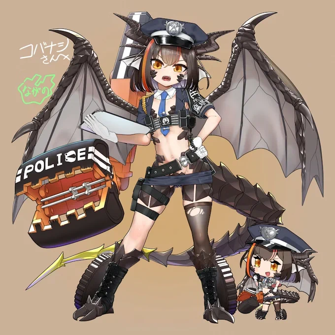 skebでクラムシェル【ポリス】大小を描きました。 #俺タワーイラスト