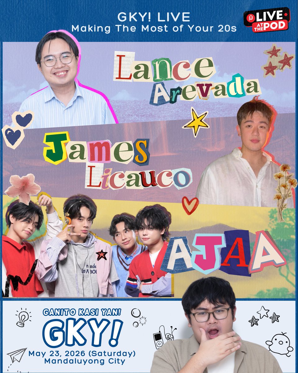 gkypod's tweet photo. 🎙️𝙉𝙚𝙬 𝙨𝙝𝙤𝙬 𝙖𝙙𝙙𝙚𝙙 | 𝙂𝙆𝙔 𝙇𝙞𝙫𝙚 ✨💛

Because of overwhelming demand, we’re opening a MORNING LEG of our GKY Live recording this May 23!

Featuring @AJAAofc, @jamesdaniesy and @lncrvda 

✨ FREE ADMISSION | LIMITED SLOTS ONLY

Sign up now: https://t.co/uz0v7MSCFZ https://t.co/3OvL1AdMjl