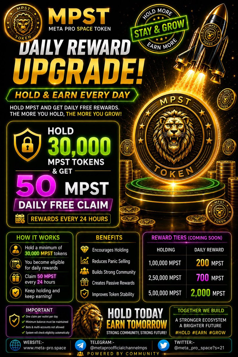 MPSFOUNDATION_1's tweet photo. 🚀🚀🚀🚀🚀🚀🚀🚀🚀🚀🚀🚀🚀
Hold 30,000 MPST &amp; Get Daily Free 50 MPST.
🔥🔥🔥🔥🔥🔥🔥🔥🔥🔥🔥🔥🔥

This Offer Applicable from Today.

We are believe on Upgraded everything.
We are Meta Pro ➡️ Ultra Pro.
❤️❤️❤️❤️❤️❤️❤️❤️❤️❤️ https://t.co/9J6LpP03pW