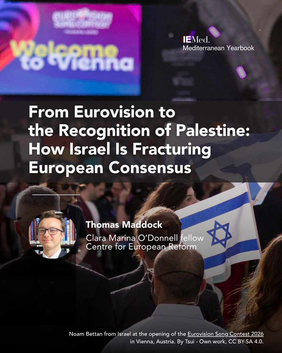 IEMed_'s tweet photo. Politics has never been far from the #Eurovision Song Contest, but the political divisions surrounding the 2026 edition are unprecedented.

Thomas Maddock (@CER_EU ) analyses #Israel’s campaigning &amp; influence efforts around Eurovision.

#MedYearbook2026

🌐https://t.co/pDIsaDynzb https://t.co/YyPsCDwJtC