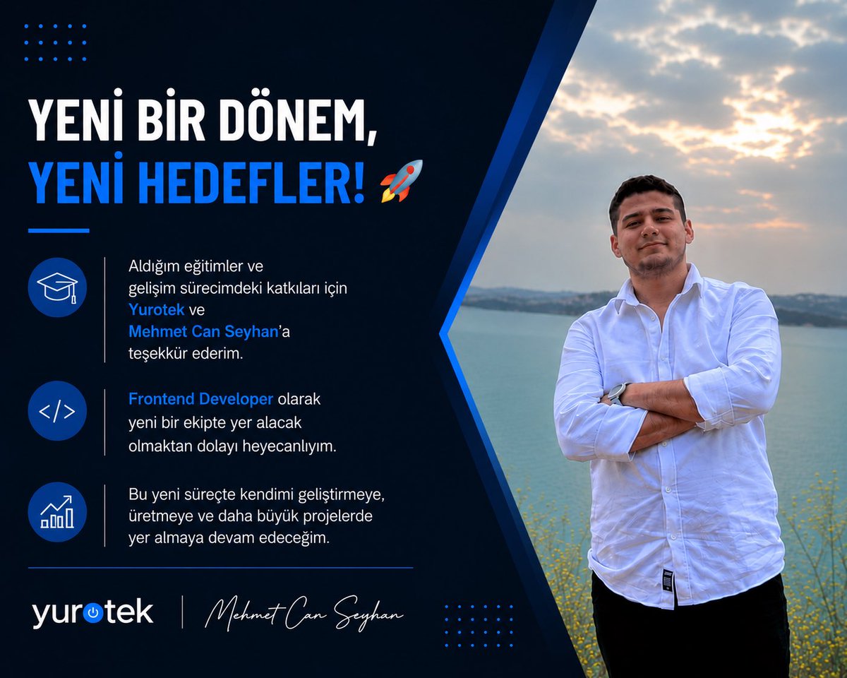 bekirsaglamo's tweet photo. Frontend Developer olarak Udemig şirketinin ekibine katılmanın heyecanını sizlerle paylaşmak istiyorum. 

Ayrıca gelişim sürecimde aldığım eğitimler ve katkıları için Yurotek’e (@yurotek) ve Mehmet Can Seyhan’a (@isveckrali_) teşekkür ederim. https://t.co/DLbqQY3l5Y