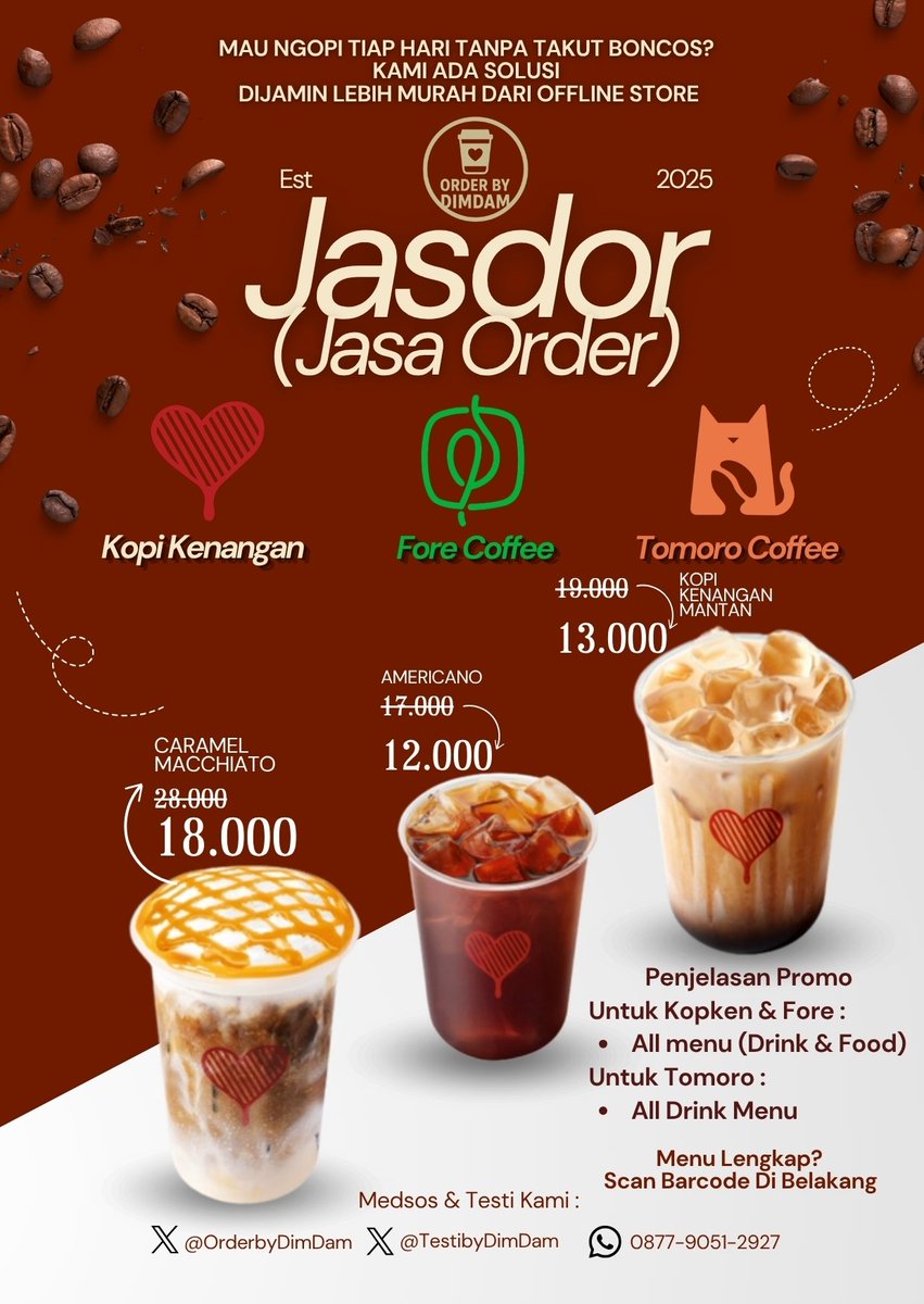 OrderbyDimDam's tweet photo. Jasdor kopken fore tomoro still open ya guys 

#zonauang https://t.co/97G5kr7wce