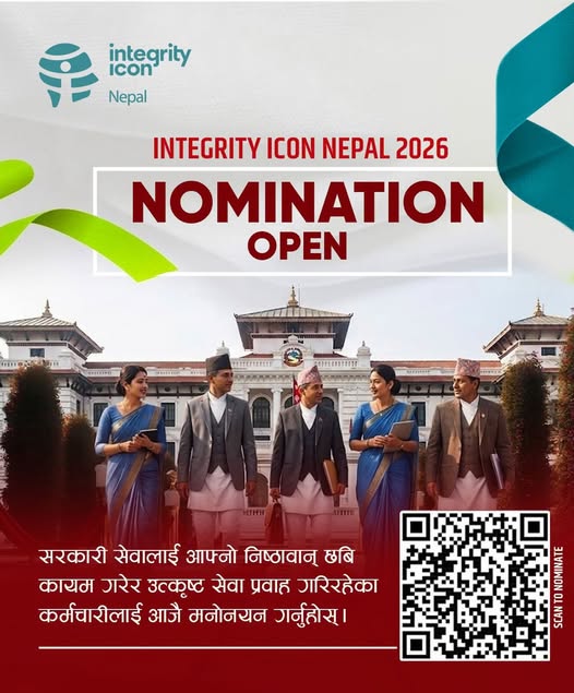 IntegrityIcon's tweet photo. Over a decade, Accountability Lab Nepal has honored honest and dedicated government officials who make a meaningful difference every day. 

If you know a government official who leads with honesty and serves with integrity, nominate them by 14 June, 2026: https://t.co/WplGZT0vVO https://t.co/KEE7QJO0j8