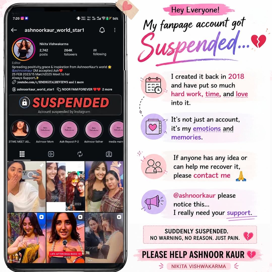 AshnoorXTeamOff's tweet photo. 8 years of love and hard work gone in a moment 💔 please help me recover my suspended fanpage 🙏 #Ashnoorkaur #Ashnoorians @ashnoorkaur03 https://t.co/F2Pz5FGjjk