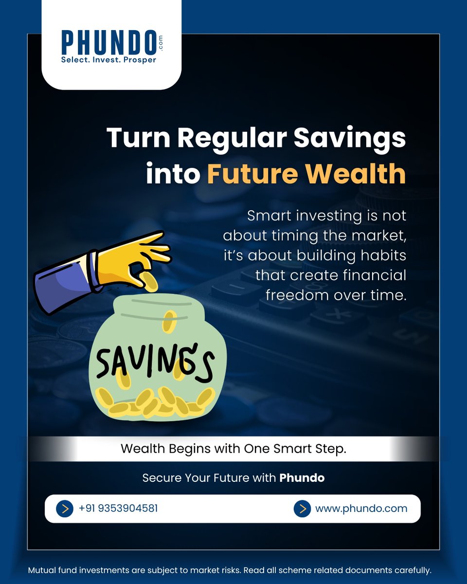Phundos's tweet photo. Your savings account protects money.
Your investments grow it. 📈

Start small. Stay disciplined. Let time do the heavy lifting.

Secure your future with smarter investing through Phundo.

#phundo #smartinvesting #wealthcreation #mutualfunds #financialfreedom https://t.co/ZruCz1QaHU