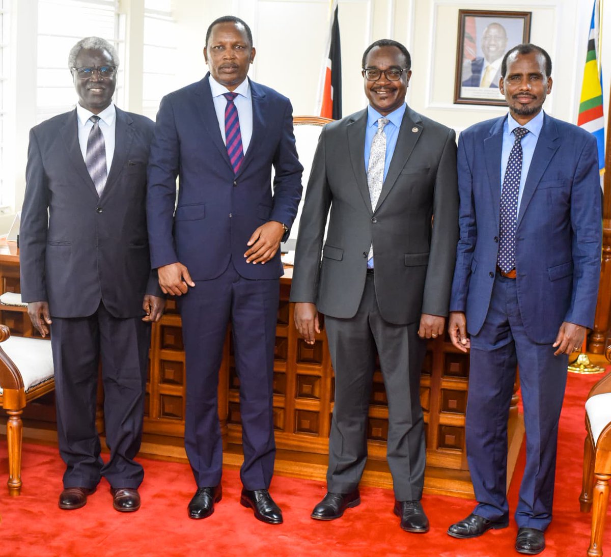 HonJuliusMigos's tweet photo. This morning, I had the honour of hosting the Governor of Samburu County, Hon. Lati Lelelit, the Chair of the Laikipia University Council, Dr. Lemein Korei and the Vice-Chancellor of Laikipia University, Prof. Kibett Rotich at the Ministry’s Jogoo House B Offices.

Among other issues, the meeting discussed the implementation of the directive by His Excellency the President, Dr. William Samoei Ruto, on the establishment of a university in Samburu County.

The Government is committed to expanding access to higher education through multiple strategies, including the establishment of universities across the country, in addition to ensuring that university programmes remain affordable and that students are equitably funded.